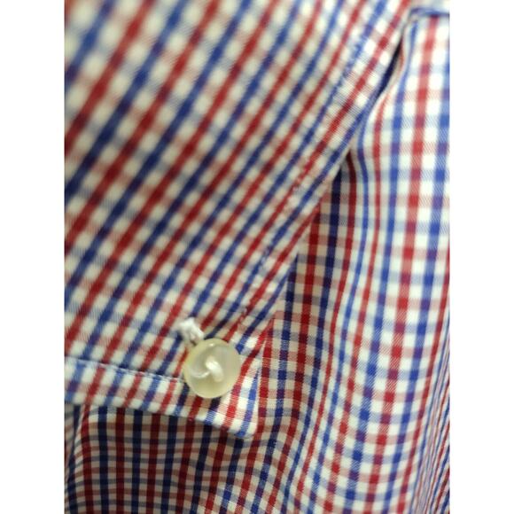 Eton Shirt Men Slim Fit 16/41 Blue Red Check Casual Preppy Office Button Down - Picture 4 of 8